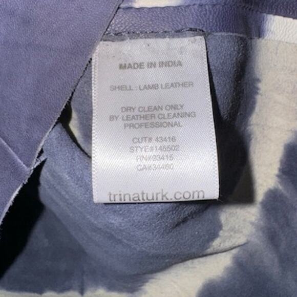NWT Trina Turk Memphis Tie Dye Striped Lamb Leather Box Top S - Picture 4 of 4